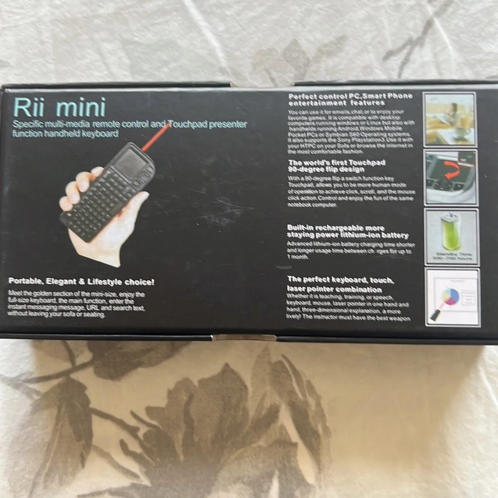 Rii mini - mini wireless keyboard mouse presenter combo with laser pointer 2.4g